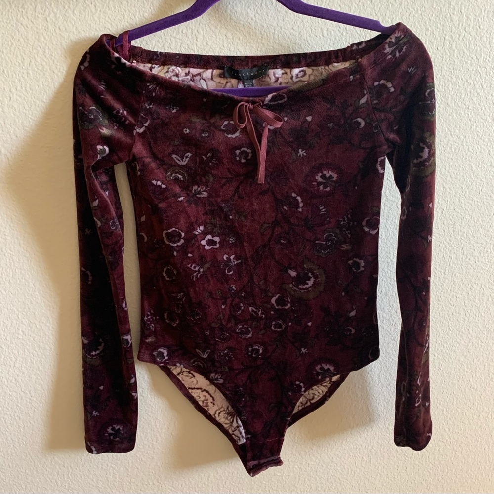 Sanctuary Velvet Burgundy Bodysuit